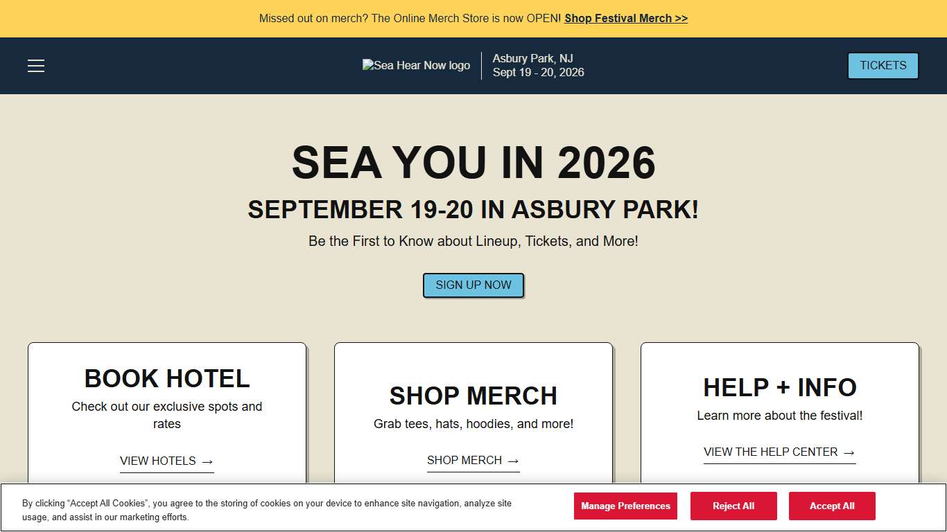 Sea.Hear.Now Festival September 19-20, 2026 Asbury Park, NJ