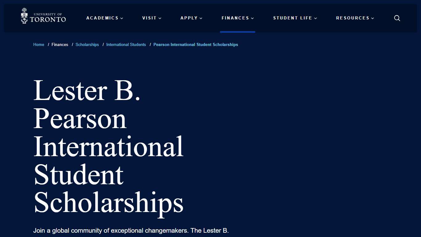 Lester B Pearson International Student Scholarships Future Students. University of Toronto